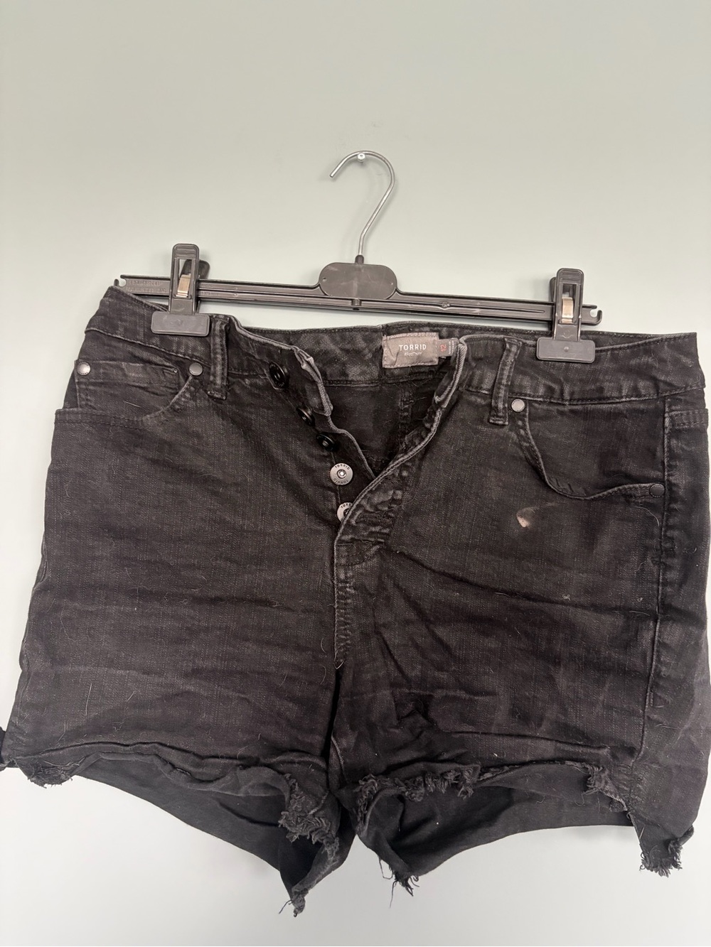 torrid Black High-Rise Distressed Denim Shorts